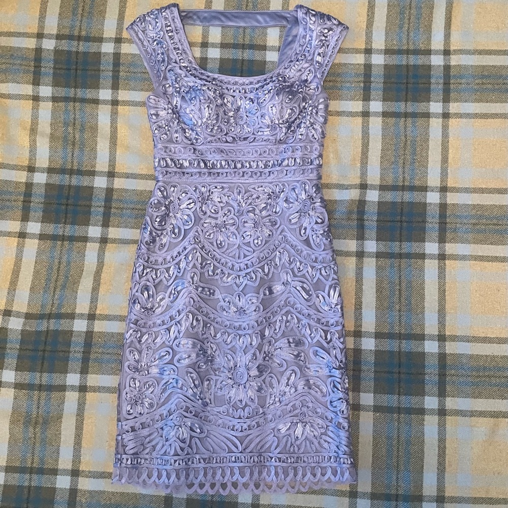 Like New Sue Wong Lavender Floral Appliqué Dress Size 0